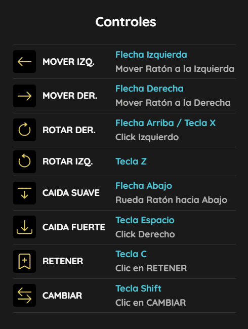 Controles Mino Rush